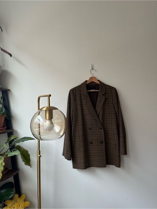 Madewell Jackets & Blazers - Madewell Brown Plaid Double-Breasted Blazer
